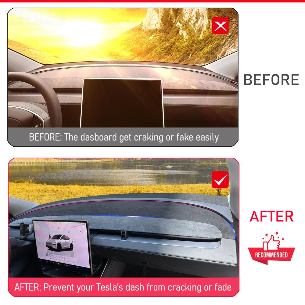 Anti-UV Dashboard Mat Cover for Tesla Model Y Juniper 2026 2025 Center Console Sunshade Protector Pad Anti-glare Car Accessories