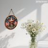 2D Flat God Bless America Patriotic Round Wooden Sign, Vintage Star & US Capitol Plaque with American Flag, 4th of July Hanging Decor for Front