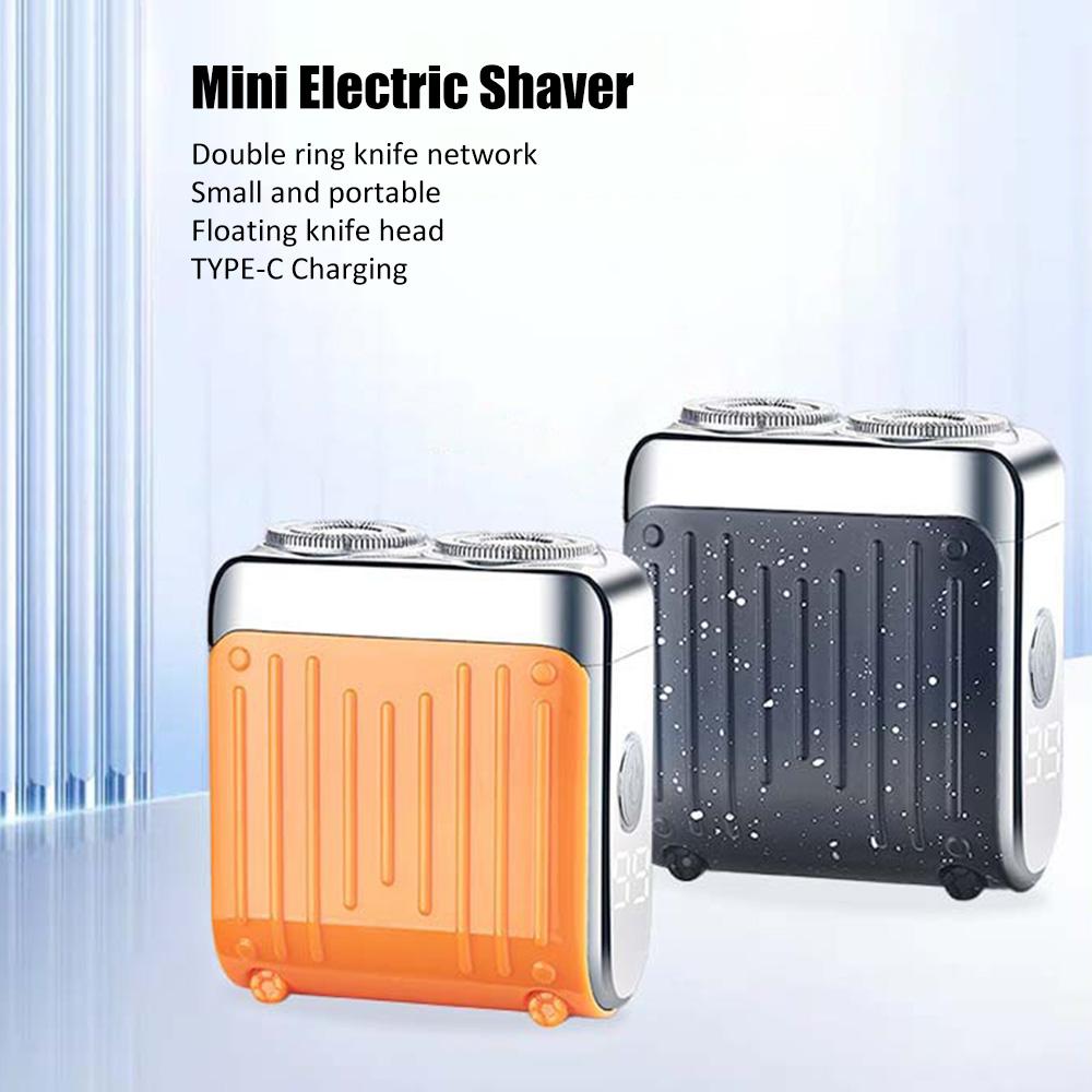 USB Mini Electric Smart Shaver Household Car Shaver Digital Display Dual Blade Rechargeable Shaver Powerful Beard Trimmer Tool