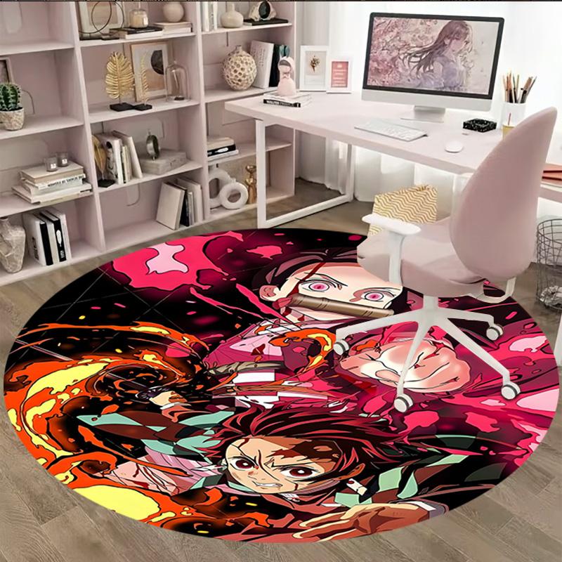 1pc Kamado Tanjiro Carpet, Round Rug, Comfortable, Suitable for Entryways, Living Rooms, Office, And Bedrooms, Christmas Decoration