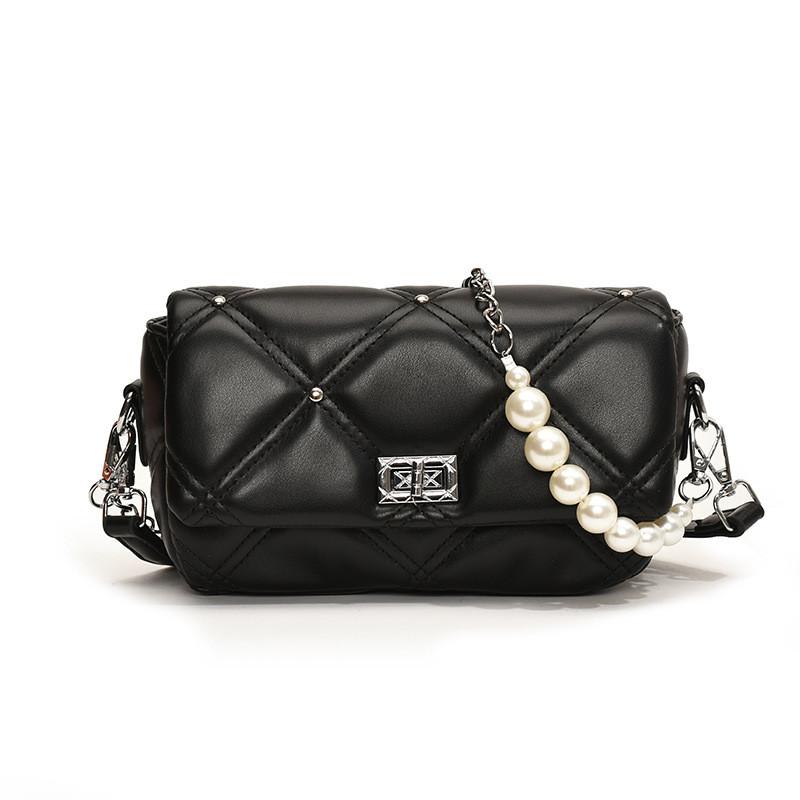 Ielgy Large Bead Chain Diamond Underarm Bag Fashion Trendy One-Shoulder Cross-Body Portable