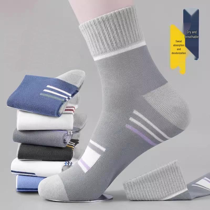 Men's Summer Sports Socks - Breathable, Sweat-Absorbent, Deodorant, Casual Mid-Tube for All Seasons