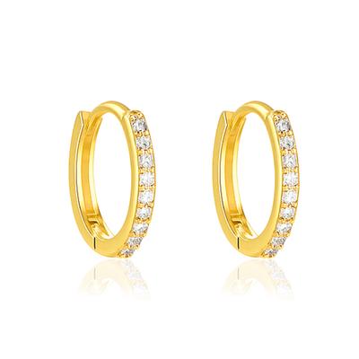 Sleek Pave Huggie Hoop Earrings - 925 Sterling Silver Yellow Plated