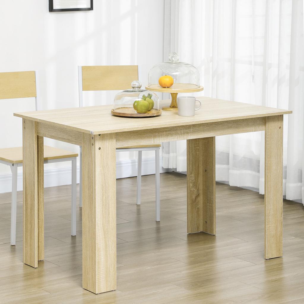 Dining Table for 4-6 People, Kitchen Table with Wood Effect for Dining Room, Oak