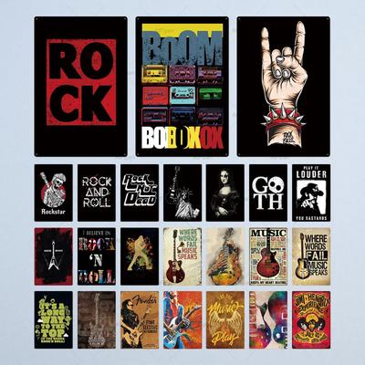 Vintage Rock 'n' Roll Fém Tábla Fém Poszter Retro Faldekoráció Bárba Pubba Klubba Férfi Barlangba Tökéletes Fém Tábla Zene Szeretőknek