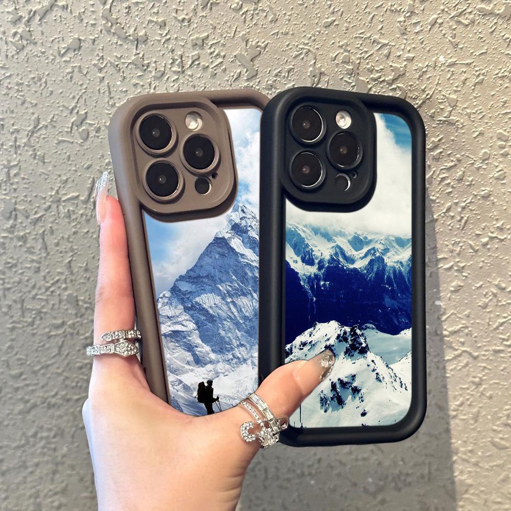 LZ25 Mountain Peak Forest Snow Silicone Phone Case for iPhone 11 13 14 15 16 Pro Max 7 8 16 Plus 12 Mini XS Max XR Shockproof Back Cover