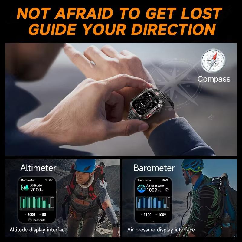 2025 600mAh Battery Rechargeable Smart Watch Men For All Smartphone Connections With LED Flashlight Waterproof Smartwatch Sports