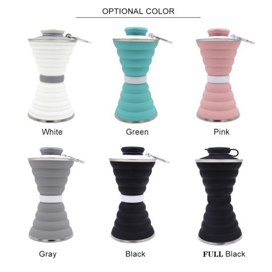 500ml Retractable Water Bottle Food Grade Leakproof Good Sealing Effect BPA Free Heat-Resistant Folding Type Water Bottle Retractable Beverage Cup