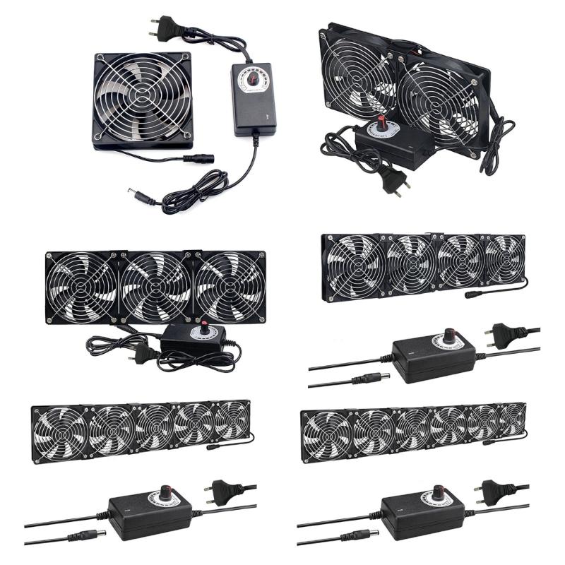 120mm Computer Fan with AC Plug Big Airflow Fans with 100V 240V Speed Controller for Server Cooling Cabinet Ventilation