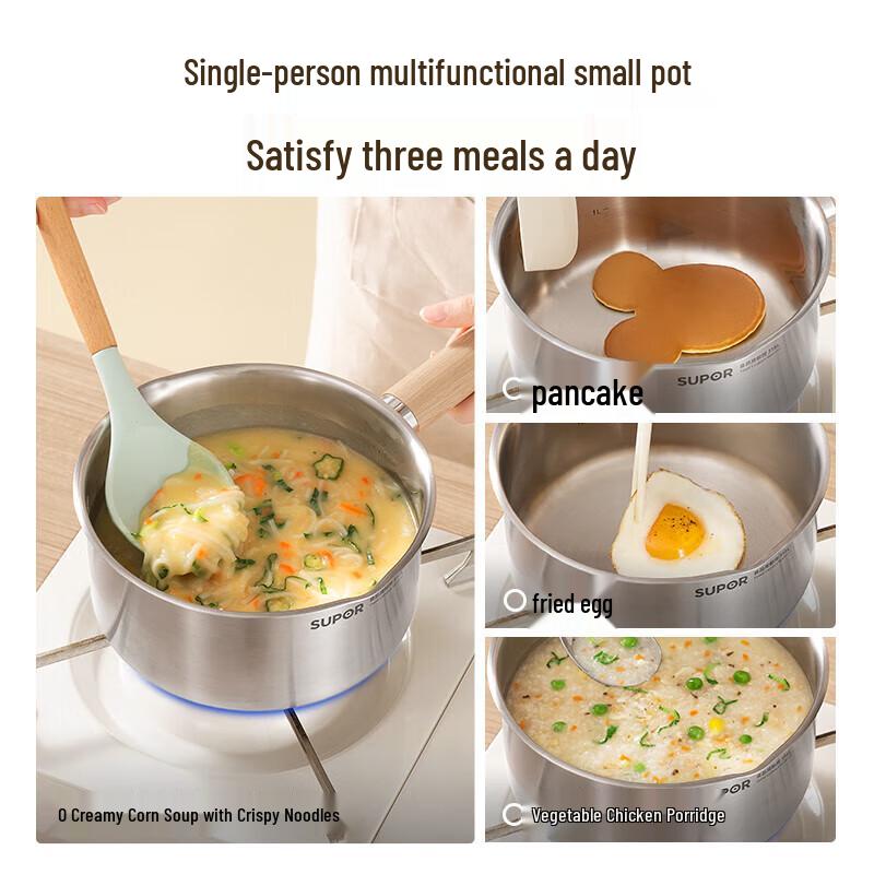 Supor 316L Stainless Steel Milk/Soup Pot with Steamer