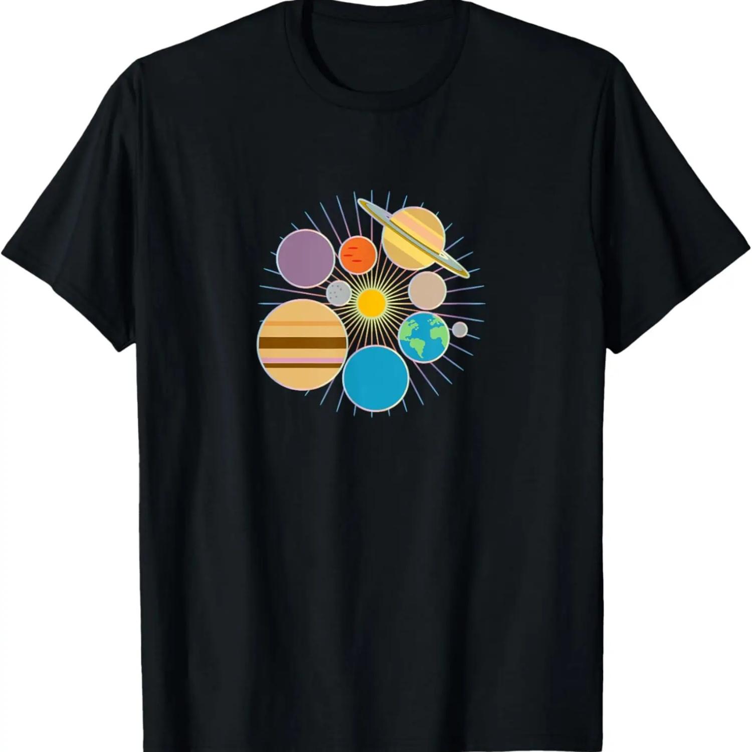 Solar System Simple Minimalist Astronomy Planet T-Shirt T-Shirt S чёрный