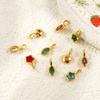 2 Pcs Mini Multicolor Rhinestone Pentagram Olive Charms 304 Stainless Steel Geometric Pendants 18k Gold Plated For DIY Necklace
