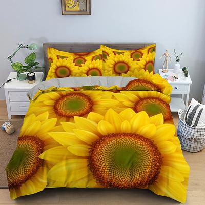 Sonnenblumen-Bettbezug-Set mit Reißverschluss, Queen- und Twin-Bettbezug mit Kissenbezug, weiche Bettbezug-Sets für Teenager und Erwachsene