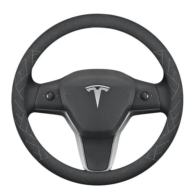 Tesla Model 3/Y/S Winter Flocking Plush Steering Wheel Cover – All-Season Grip