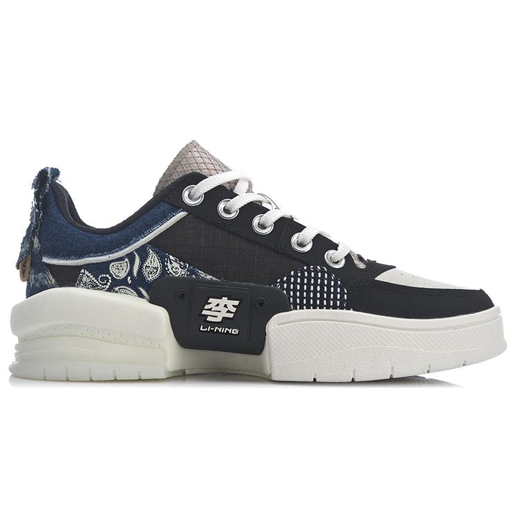 Li Ning Wave, Zen Low Top Skateboard Shoes Women's Gray Black Blue AGCR214-1