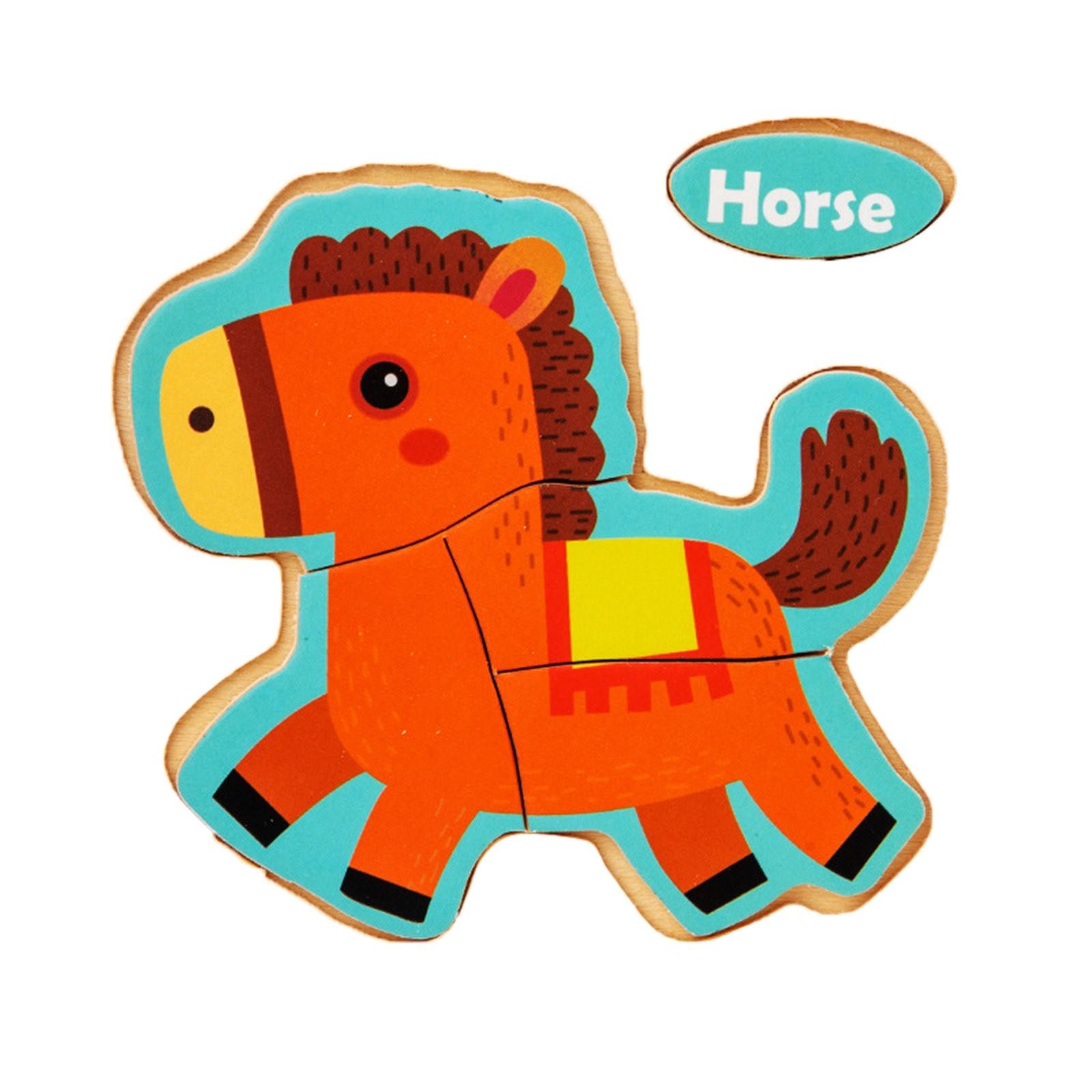 

Детские деревянные пазлы с животными, обучающие игрушки с изображением мультяшных животных