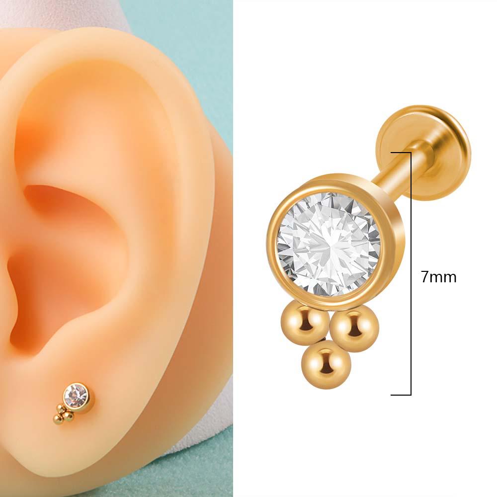 G23 Titan & Stahl 16G CZ Edelstein Dreieck Lippenring Kristall Cluster Ohrring