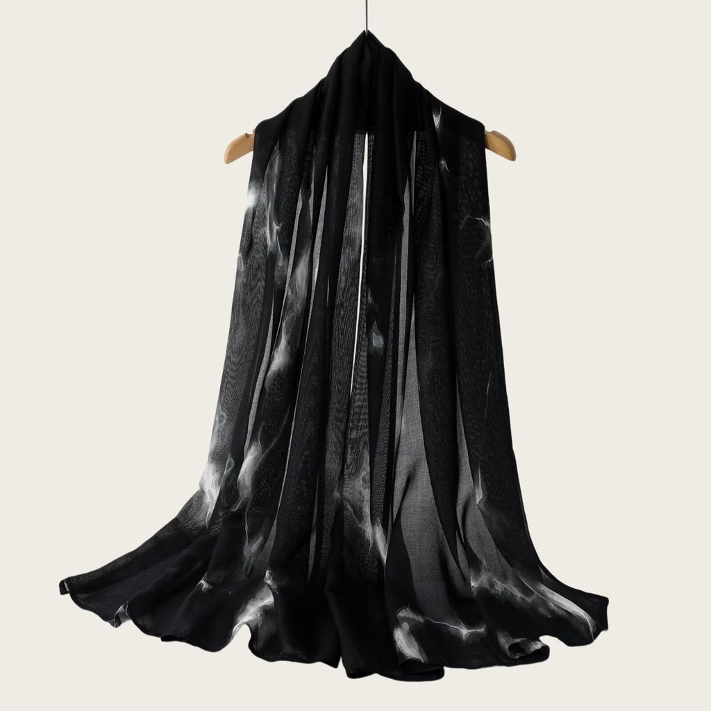 New high-quality double-needle human cotton scarf casual versatile bag headscarf watercolor gradual change color striped long scarf