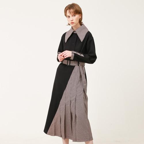 Bunderghost Puritan Collar (Cape Collar) Asymmetrical Long Dress Black
