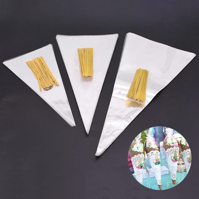 DIYASY 200 Sacchetti Cellophane Natale + 240 Fascette – 12,5x27,5 Cm Con Stampe Festive