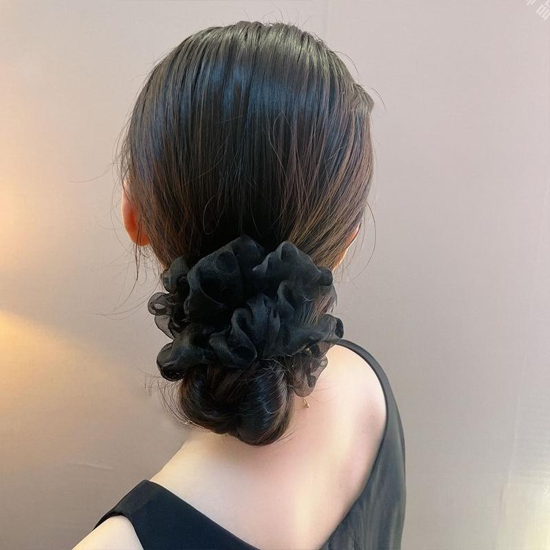 Volán vysoké elastické gumičky do vlasů Dívčí Francouzské Vintage Elegantní gumičky Stuha Sponky do vlasů Ženy Dívky Roztomilé doplňky pro úpravu vlasů