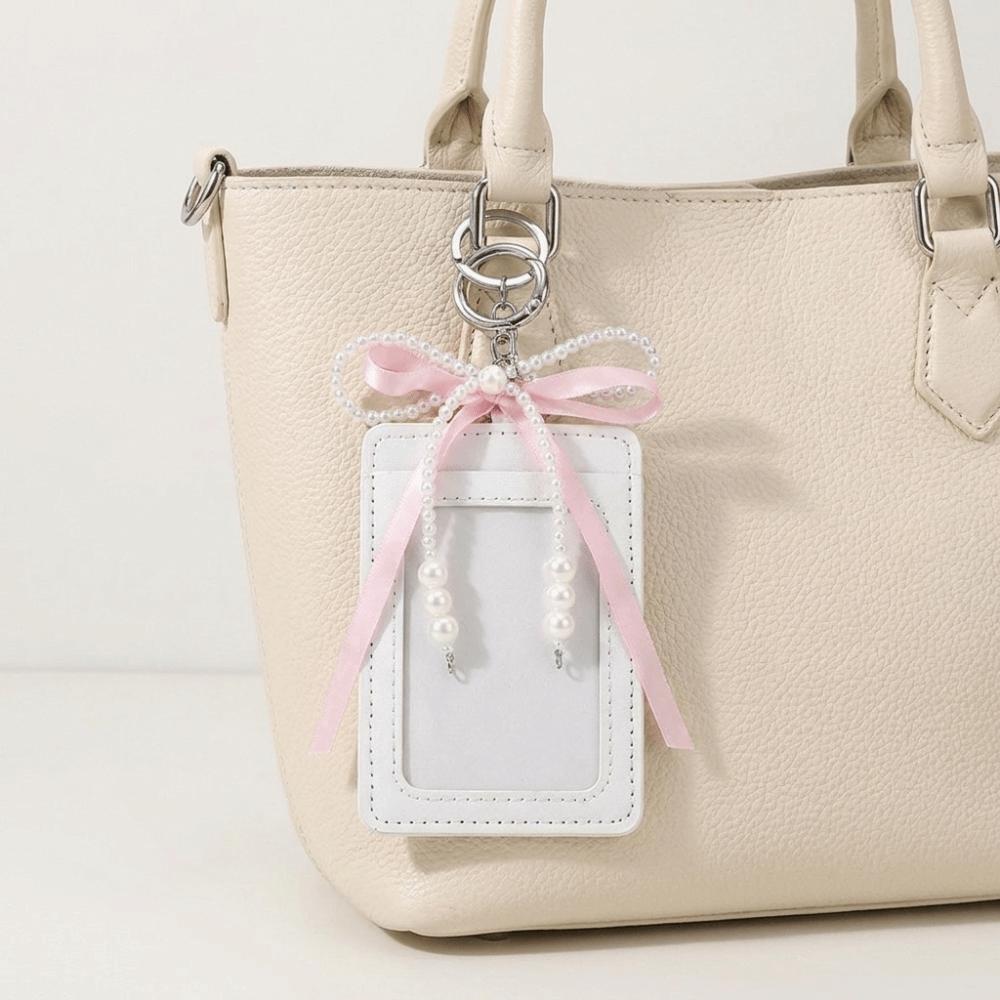 PU Leather Woman Wallet Pearl Bow Card Holder Causal Short Card Bag Outdoor