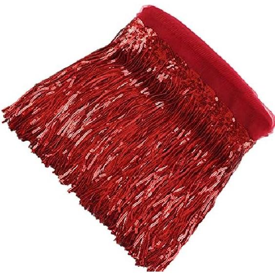 10 Yards Sparkly Sequined Tassel Ribbon Sequins Fringe Trim Spangle Paillette Lace Fabric for Sewing Curtain Pillow Home Decor Party Dress Stage