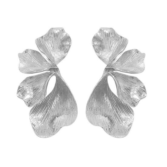 1 Pair Women Earrings Multi-layer Exaggerated Flower Shape Stud Earrings Lightweight Versatile Jewelry Gift Small