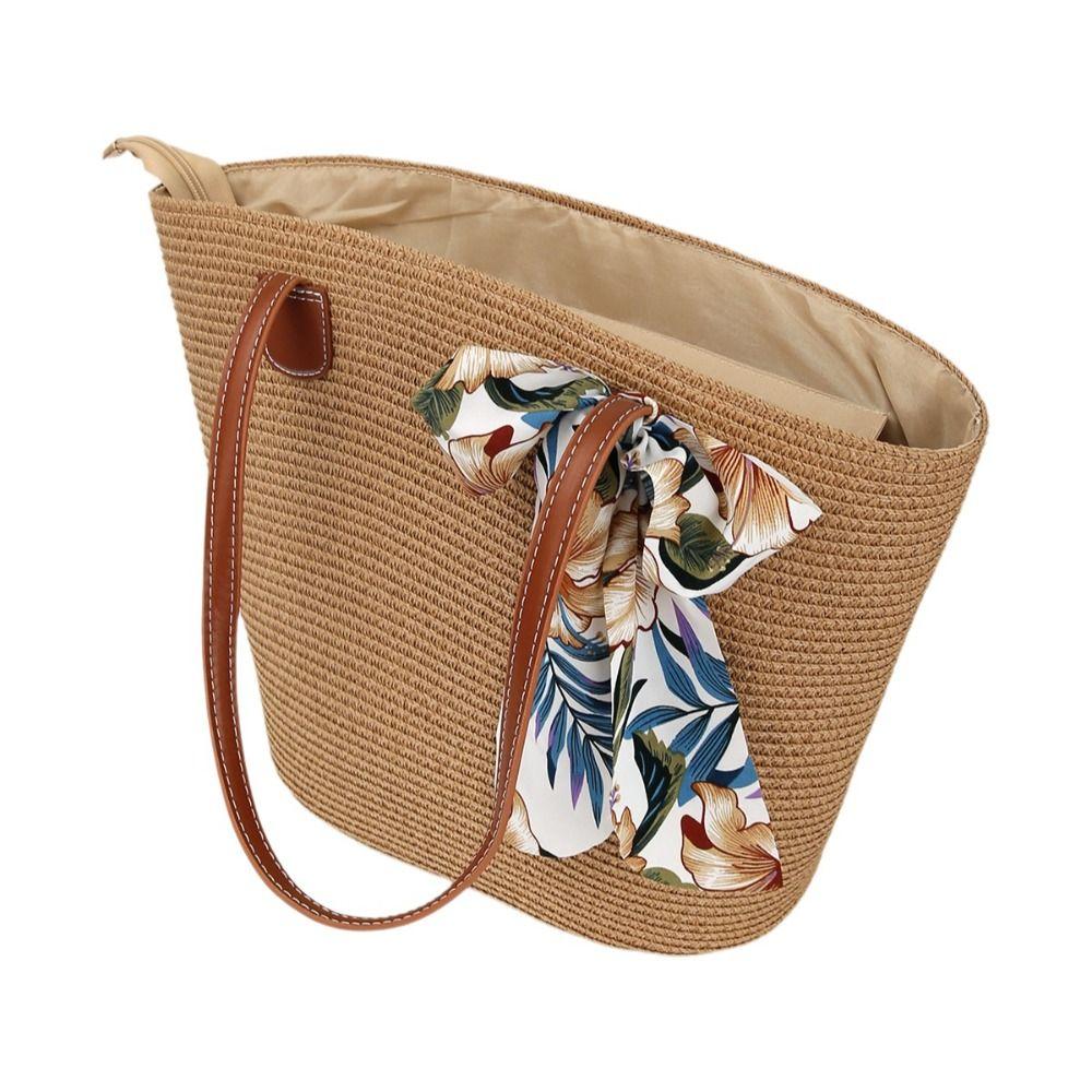 Portable Large Capacity Straw Beach Hat Fashionable Sun Protection Sun Hat Versatile Straw Bag Travel Outdoors