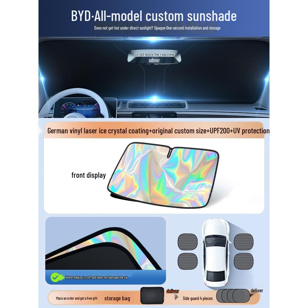 BYD Sunshade for Song/Qin Plus DMI, Dolphin, Seal, Han, Yuan, Tang, and L - Front Windshield Car Sunshade