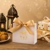 10pcs Silk Ribbon Eid Mubarak Gift Box Moon Star Paper Candy Bags Unique DIY Gift Packaging Box Holiday Decoration