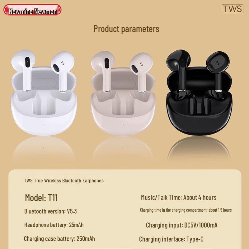 Newmine T11 TWS Semi-in-ear Bluetooth Earbuds