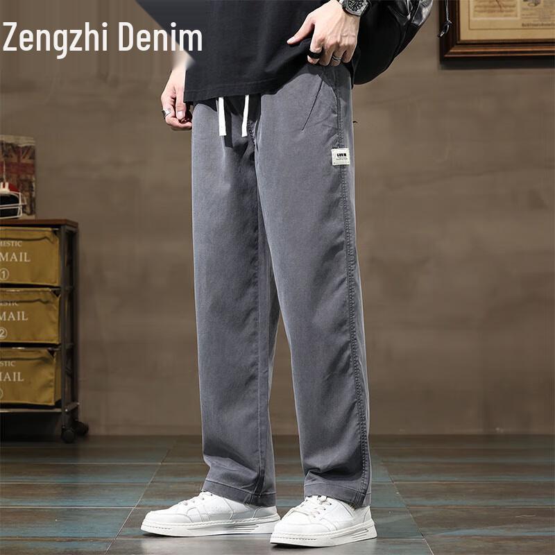 

Zengzhi Men s Tencel Blend Casual Straight Leg Pants 2XL