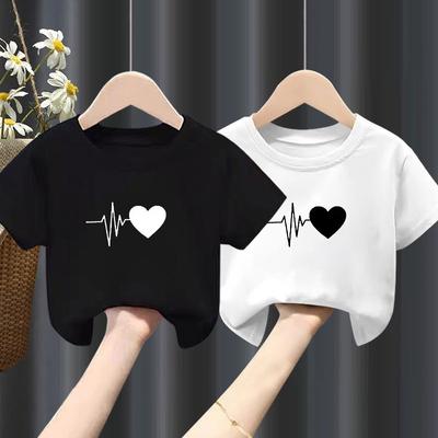 Girls Short-sleeved T-shirt Summer New Pure Boy White Top Summer Big Child Fashion Clothes Girls Clothes