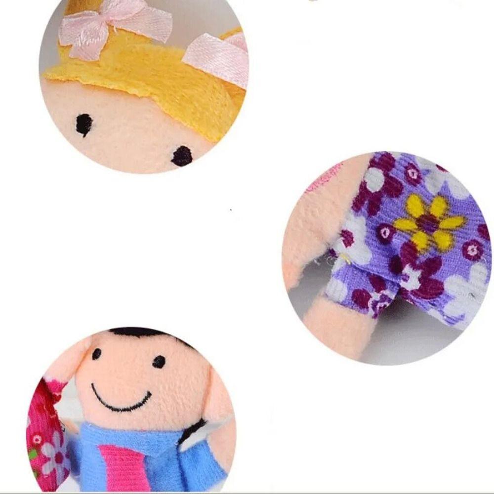 6Pcs Cloth Velvet Finger Puppets Set Soft Plush Finger Toys Grandparents Family Dolls  Role Play
