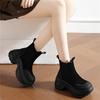 Herbst und Winter neue Plateau-Stiefeletten mit hohem Absatz vielseitig höhenverstellbare kurze Stiefel Patchwork-Samt-Zigarettenstiefel Baumwollschuhe