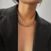 Metal Layered Collar Necklace Vintage Exaggerated Necklace Personality Chunky Chain Choker  Gril