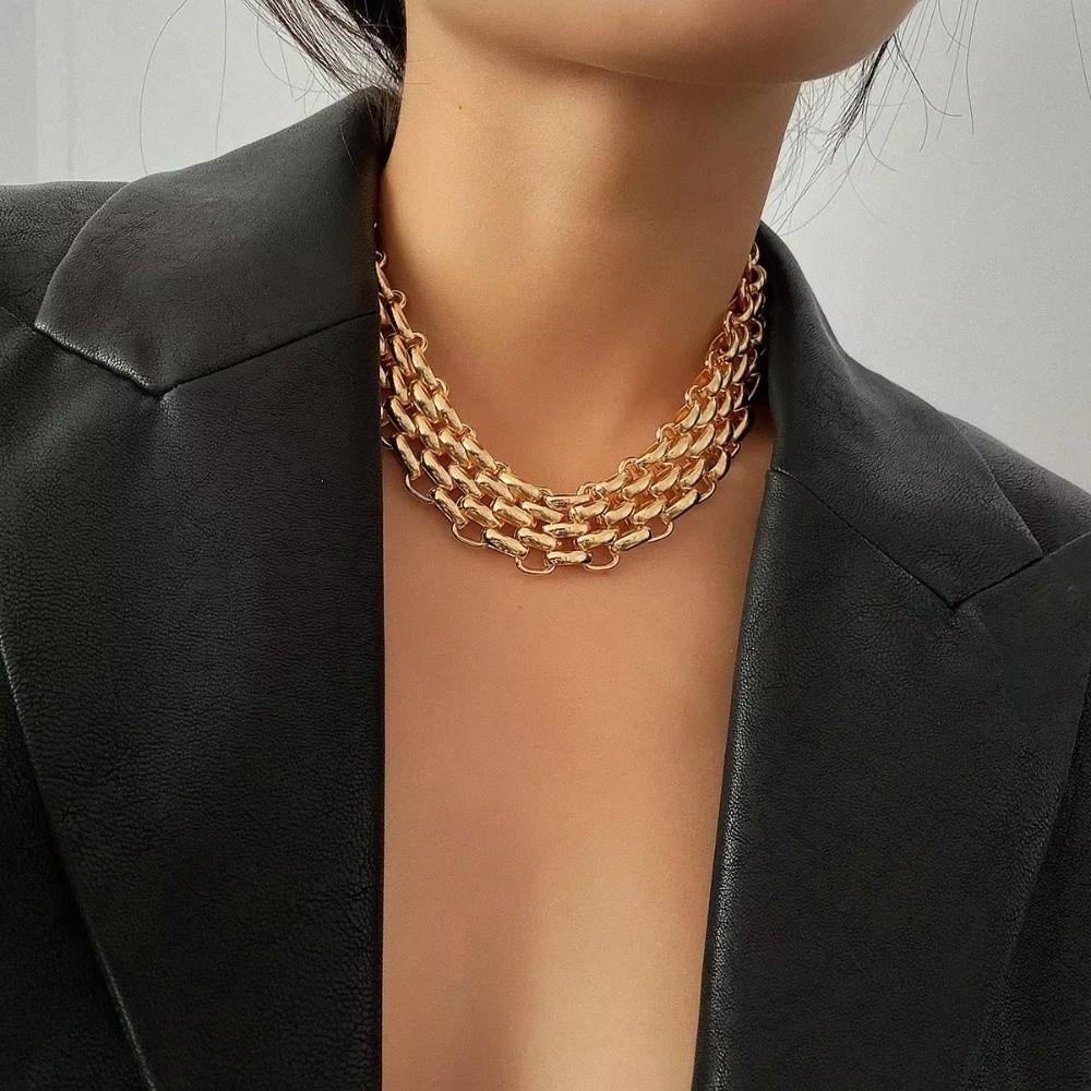 Metal Chunky Chain Choker Vintage Exaggerated Necklace Neck Jewelry Layered Collar Necklace Gril