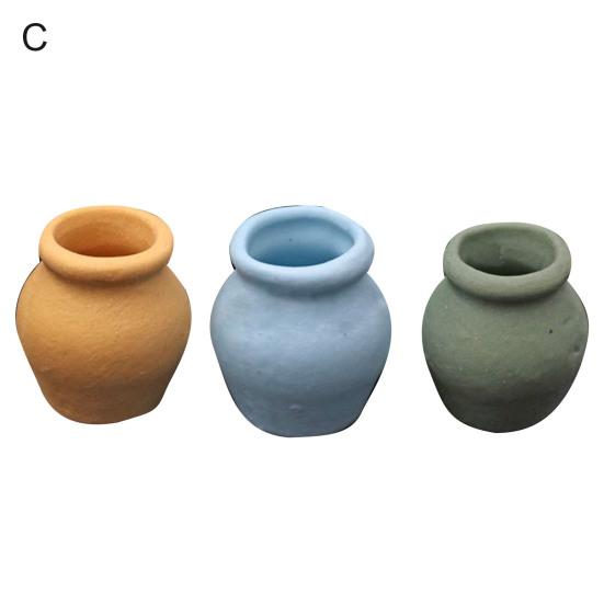 2/3Pcs Mini Ceramic Porcelain Vases Succulent Flower Pots for 45669 Dollhouse