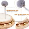 Double Layer Wooden Cat Scratching Post with Teaser Toy, Sisal Mat & Self-Amusement Ball