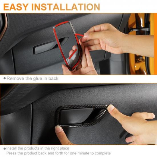 2xCarbon Fiber Co-pilot Storage Box Handle Cover Trim For +Ford Bronco Sport