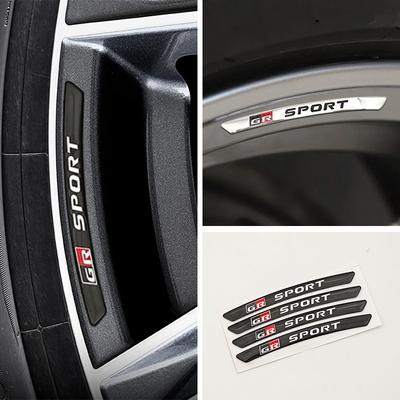 For 4Pcs Car Styling Aluminum Wheel Rims Racing Stickers Auto Accessories Corolla Avalon Supra Yaris Prado Prius Rav4