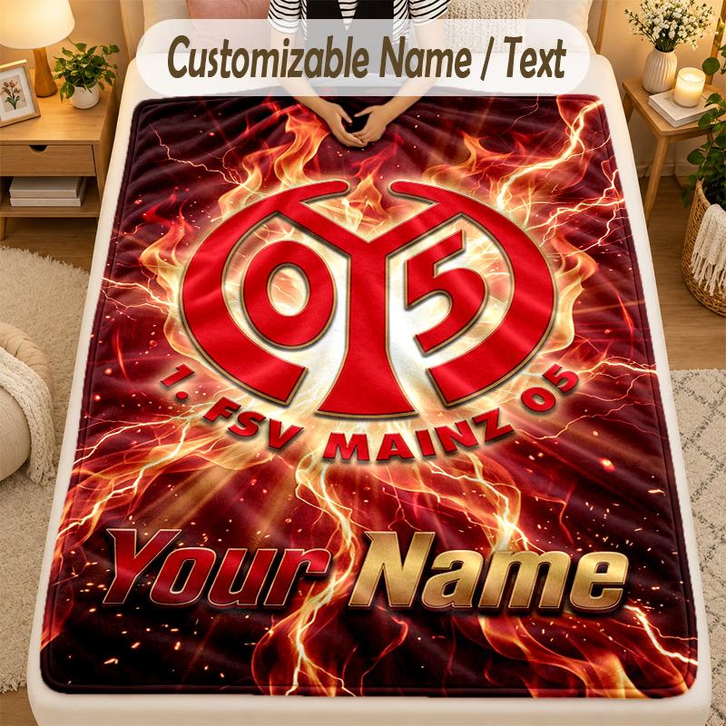 Flannel BlanketMainz 05 Custom Name Text Personalized Soft Warm Throw Blanket Home Decor Gift