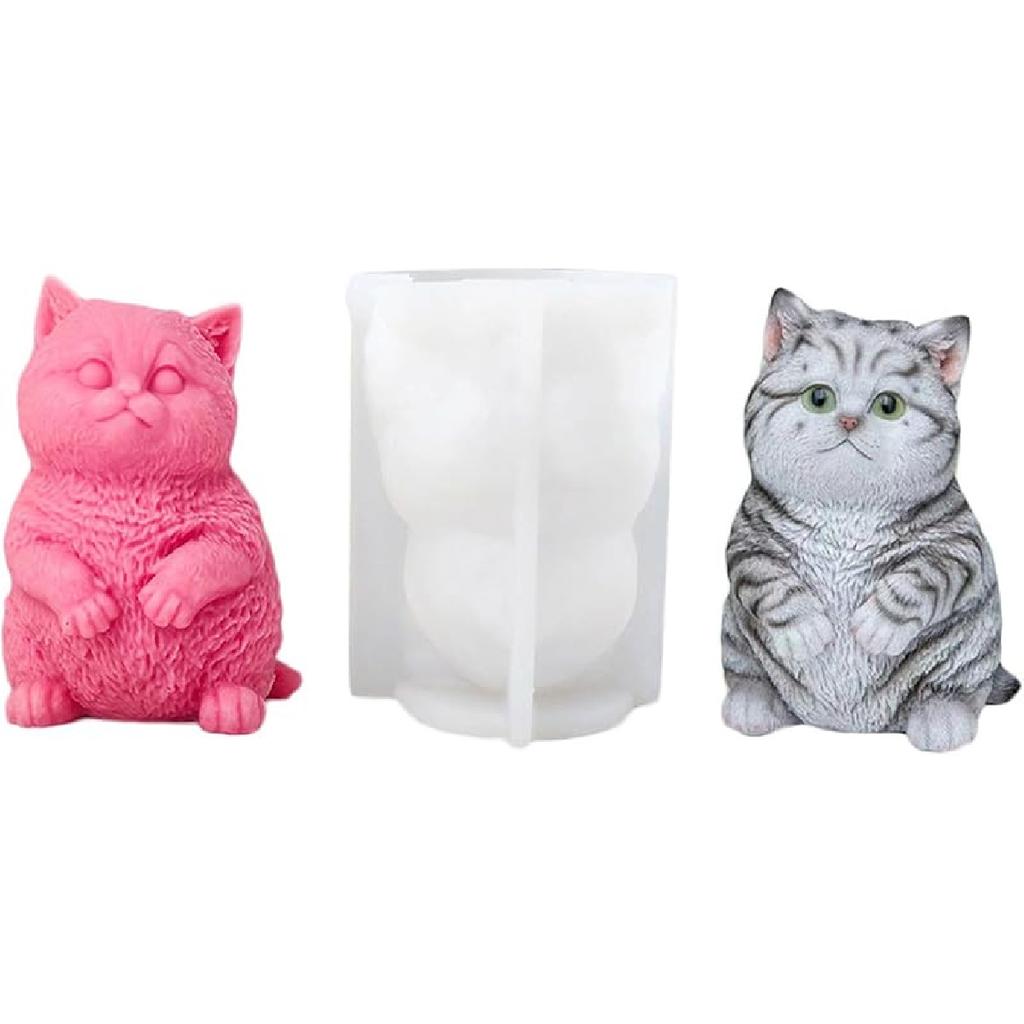 Fat Cat Candle Mold Animal Epoxy Resin Mold 3D Cat Silicone Mold for Fondant, Soy Wax Candle, Soap, Plaster, Epoxy Resin Casting, DIY Crafts (S)