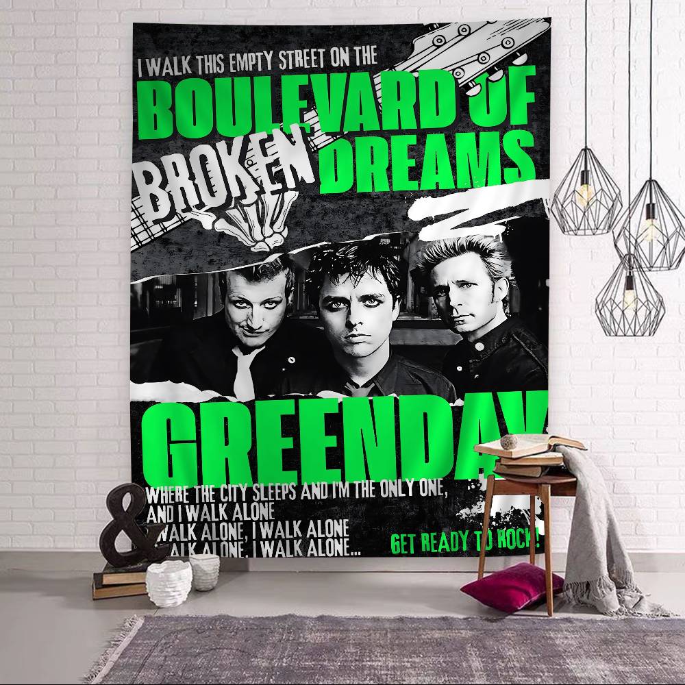 Rock Band GGreen Day Bedruckter Großer Wandteppich Kunst Science-Fiction-Zimmer Heimdekoration Dekor Decke