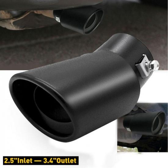 Black Car Exhaust Pipe Steel Stainless Bend Muffler Tip Tail Throat 2.5