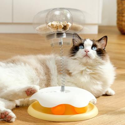 Brinquedo interativo para gatos, dispensador de guloseimas, bola de comida com vazamento, alimentador para animais de estimação, quebra-cabeça, alimentador lento para animais de estimação com pista de bola para gatos e cães internos