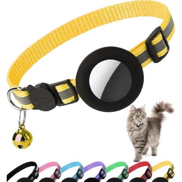 Air tag Cat pet Collar Breakaway Reflective Kitten Collar with Apple Air Tag Holder and Bell  kitten accessories