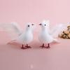 White Lifelike Artificial Bird Figurine Realistic Feathered Fake Peace Birds Ornaments for Christmas