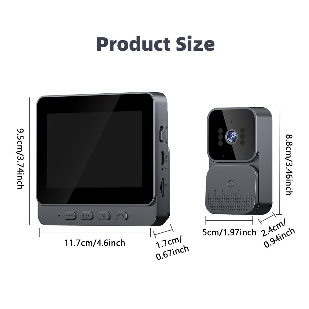 4.3'' IPS HD 2.4G WiFi Smart Intercom with Wireless Video Doorbell Home Night Vision Monitoring Two-Way Talk Camera Ringing Bell